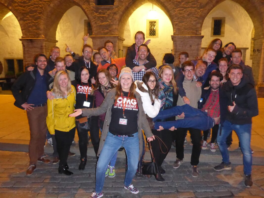 The gang at the Tallinn Epic Pub Crawl, Estonia.