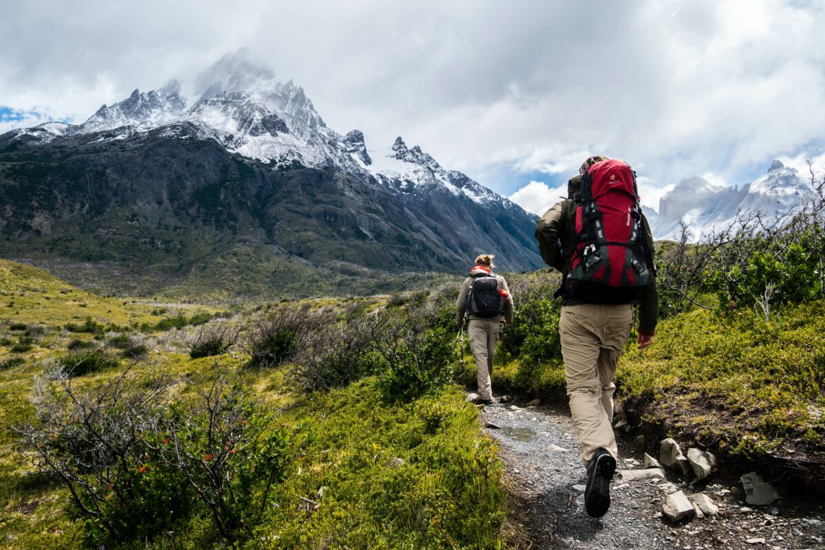 Hiking into the mountains