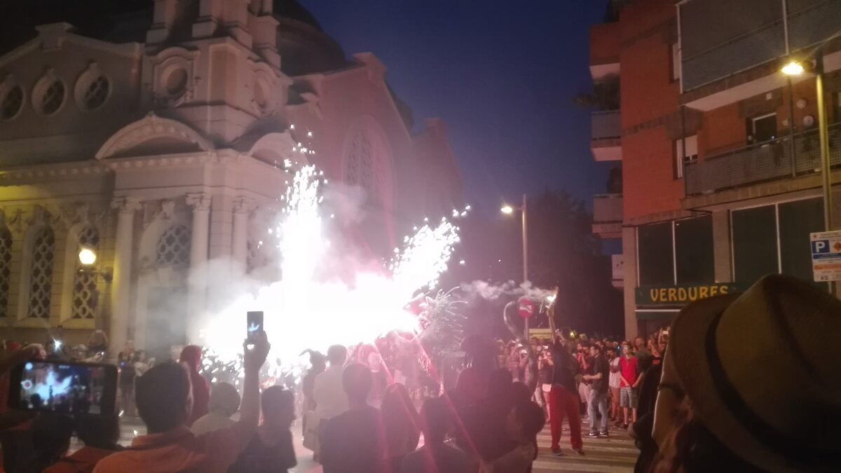 Correfoc (fire run) in Barcelona, Spain.