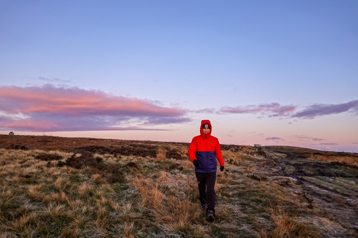 Man hiking in Moors, England