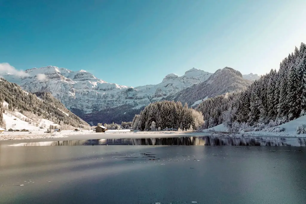 Frozen lake in Switzerland
