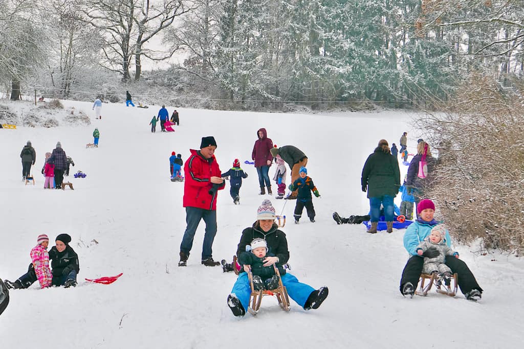 Sledding in snow