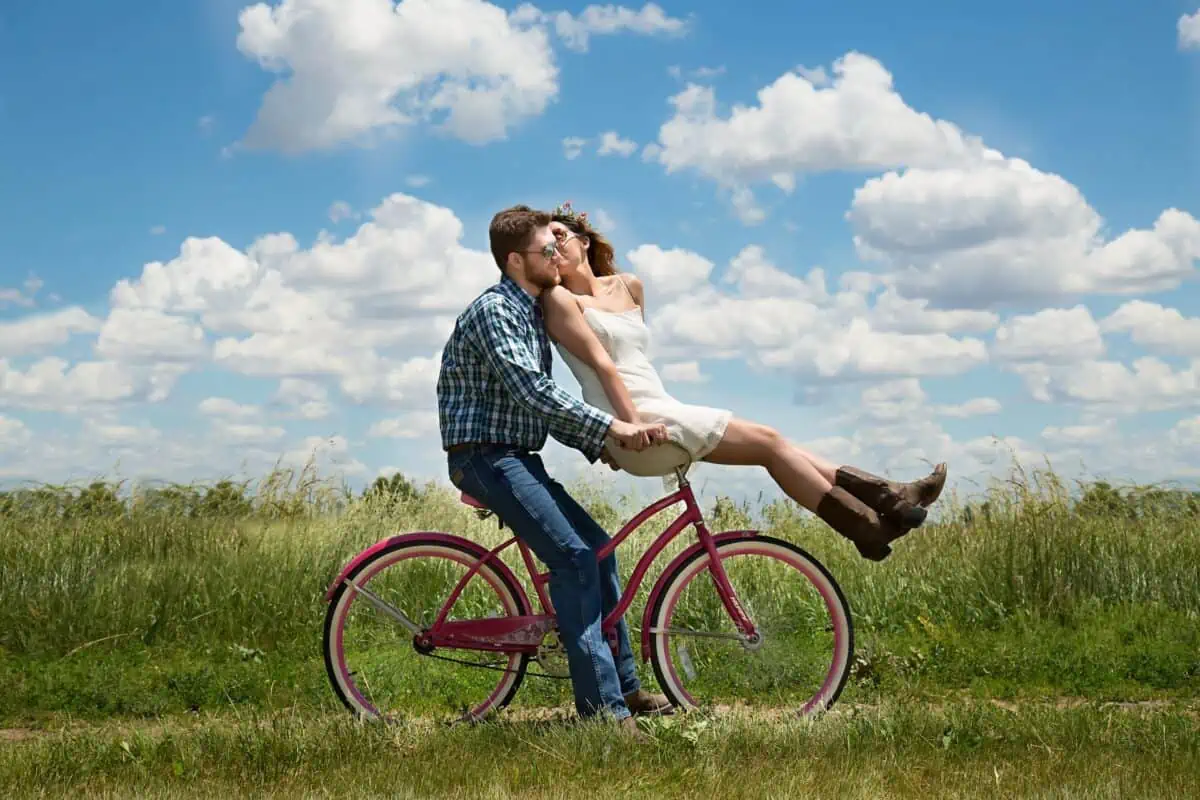 Couple on bicycle