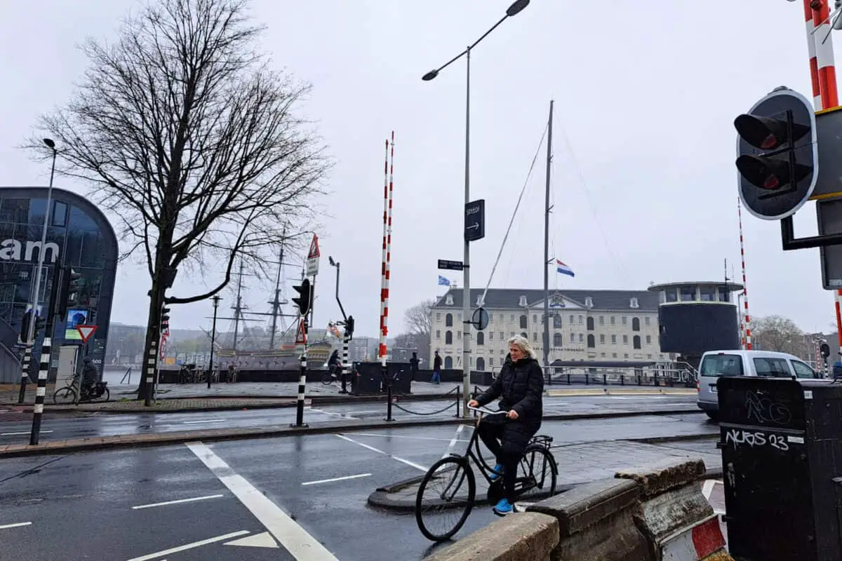 Person cycling in Amsterdam