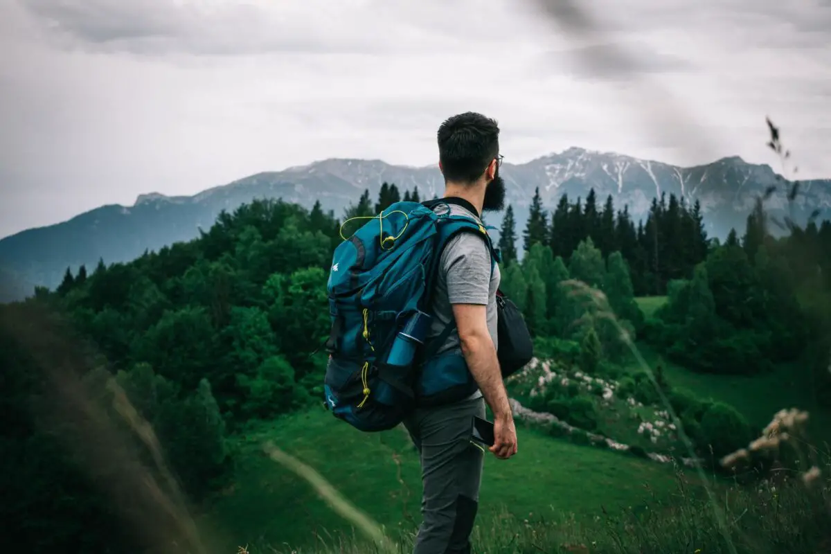Backpacker exploring landscapes in Romania