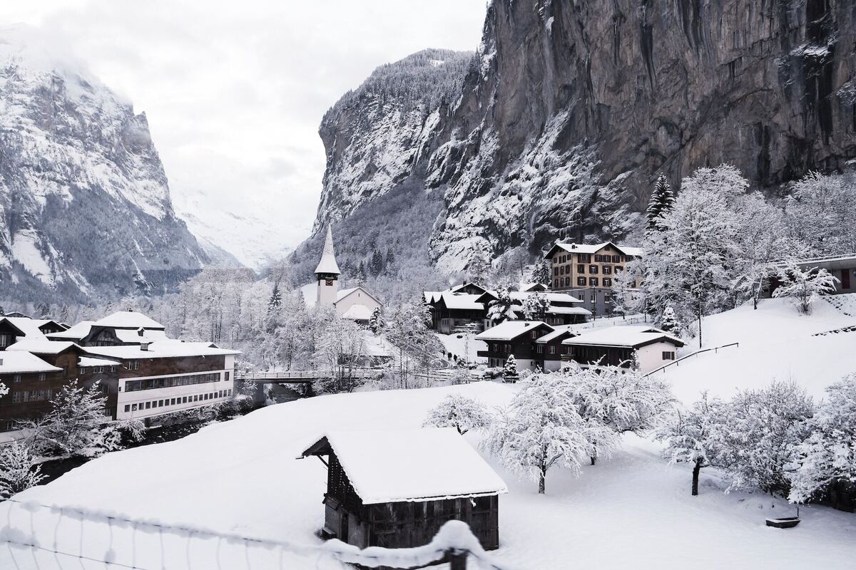 snowy view of Interlaken, Switzerland