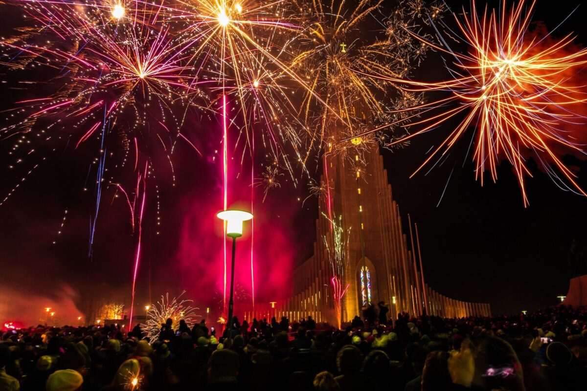 New Years' Eve Fireworks in Reykjavik Iceland.