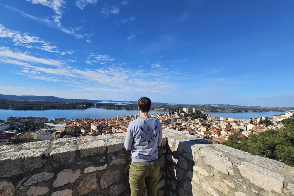 Person looking out over Sibenik City