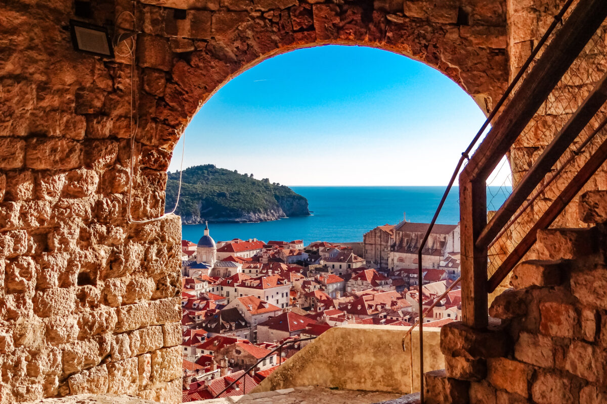 View of Dubrovnik Old Town through an archway